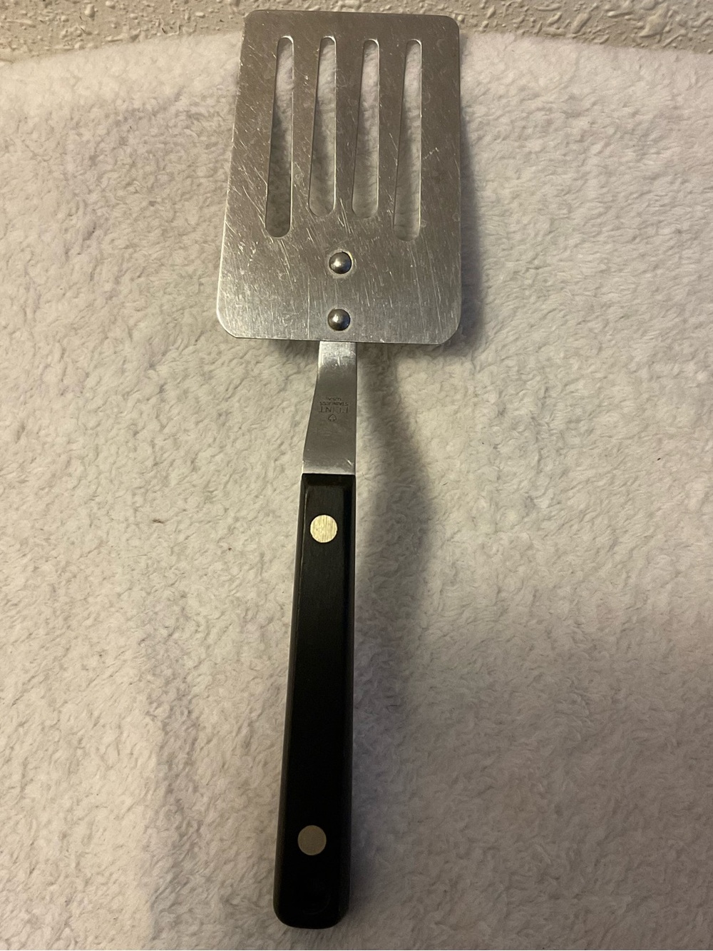 Vintage Ekco Flint Vanadium Slotted Short Spatula Stainless Flipper Turner USA